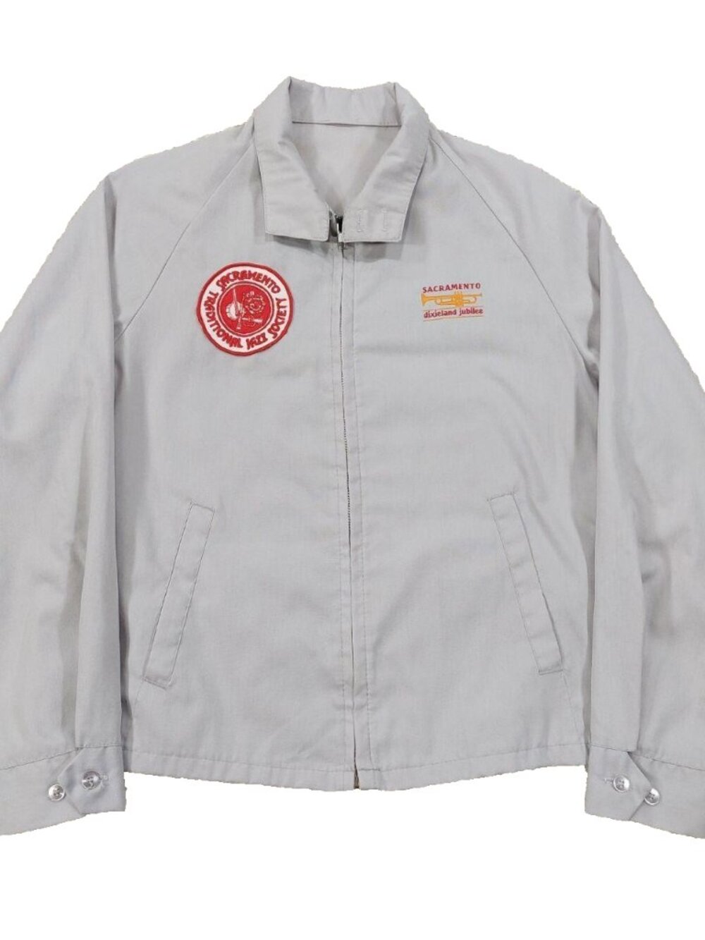 Vintage 80s Sacramento Jazz Festival Jacket Fits Medium, Grey Cotton Windbreaker
